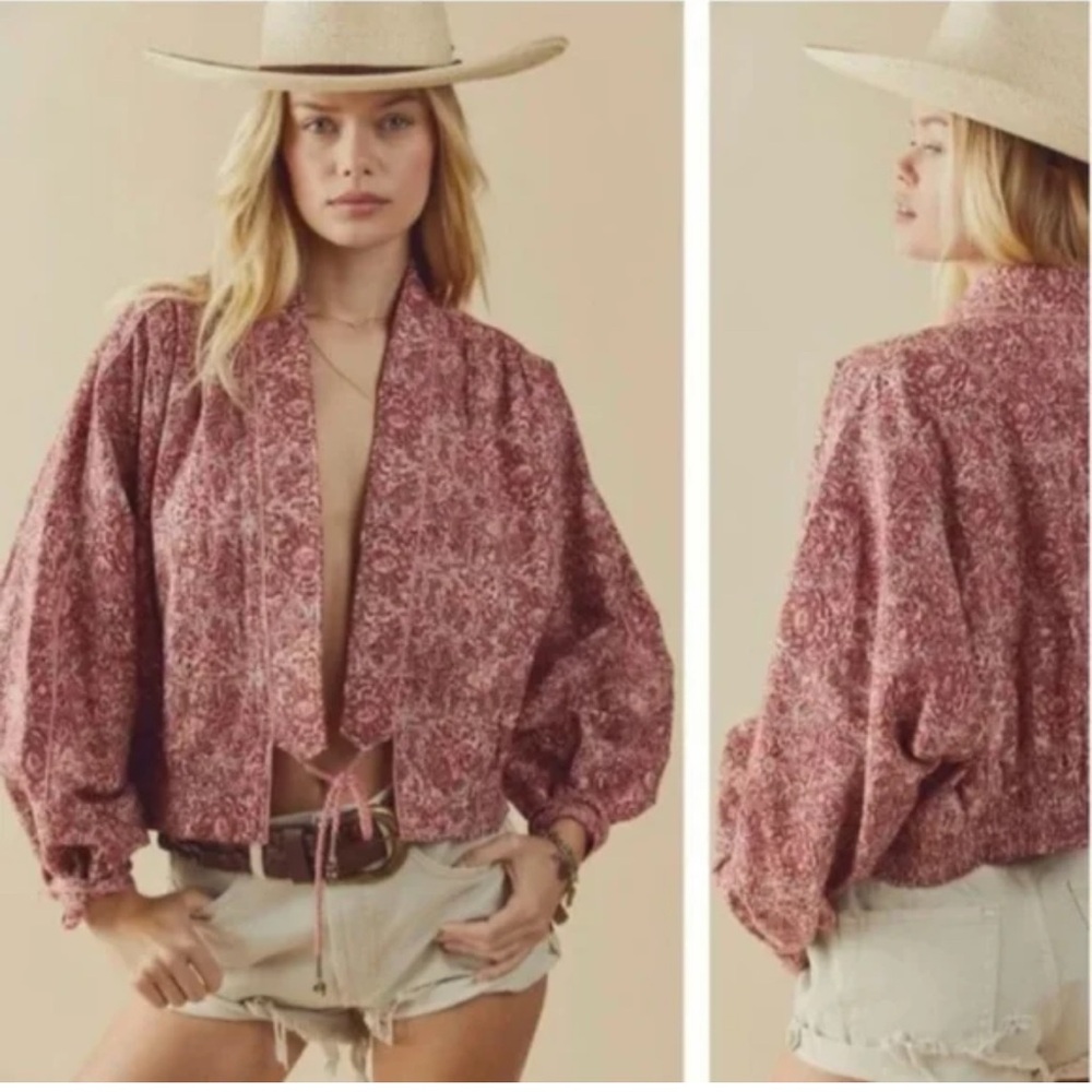 Free People Red Patterned Blouse - image 2